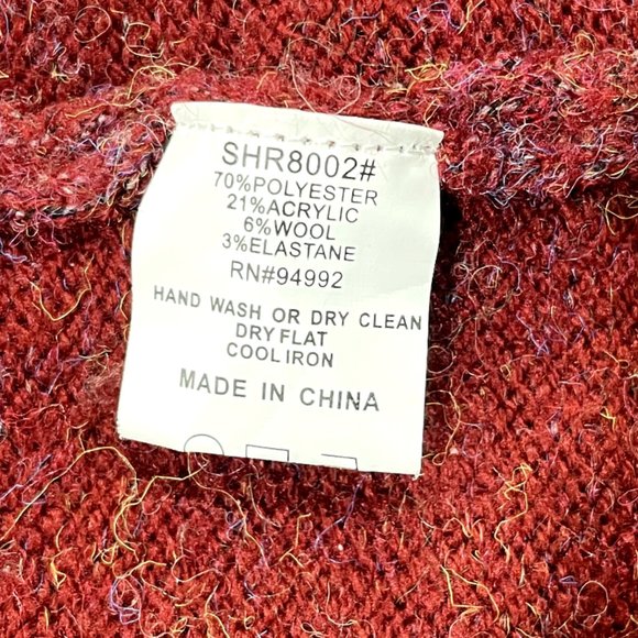 P Luca Red Open Concept Hoodie Faux Fur Long Cardigan Sweater Size L - Picture 5 of 6